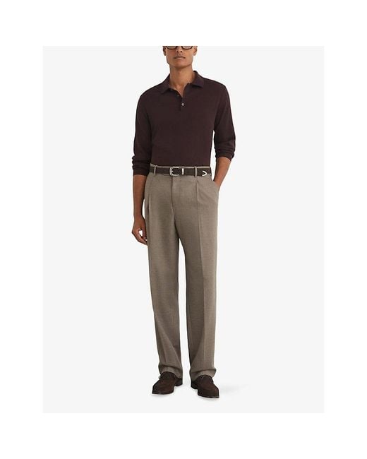 Reiss Purple Trafford Wool Polo Jumper for men
