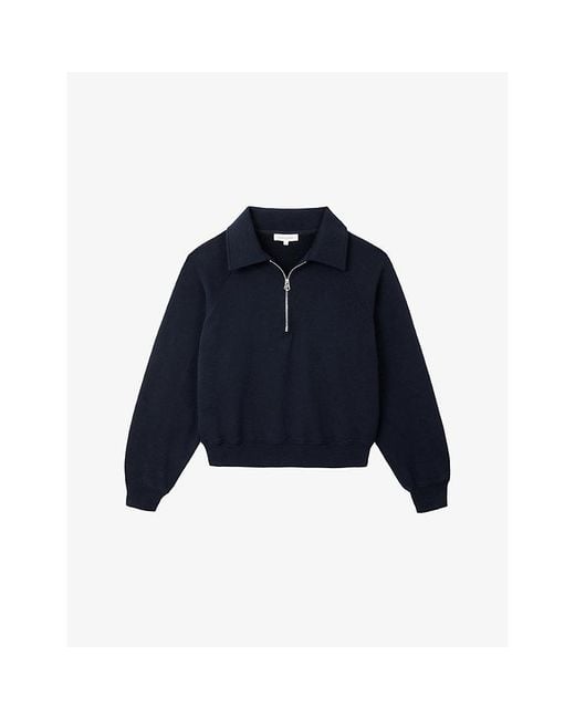 The White Company Blue Travel Half-Zip Cotton-Jersey Sweatshirt