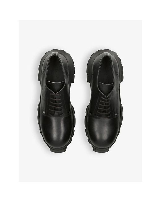 Rick Owens Black Bozo Tractor Platform Leather Oxford Shoes for men