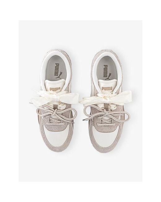 PUMA White Bella Mina Suede Trainers