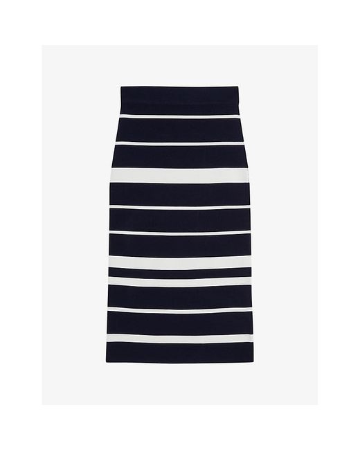Ted Baker Blue Emiliha Stripe Stretch-knit Midi Skirt