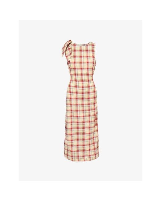 Damson Madder Pink Estelle Checked Cotton Midi Dress