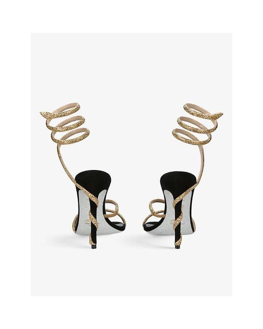 Rene Caovilla White Margot Jewelled Leather Heeled Sandals