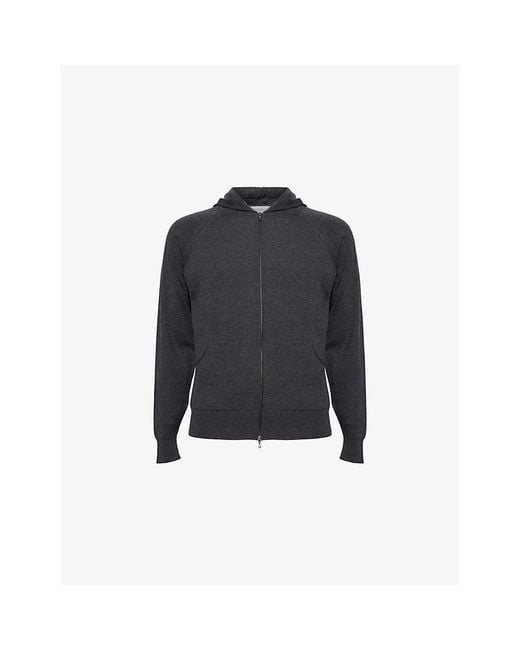 John Smedley Blue Zip-Up Fine-Knit Merino-Wool Hoody for men