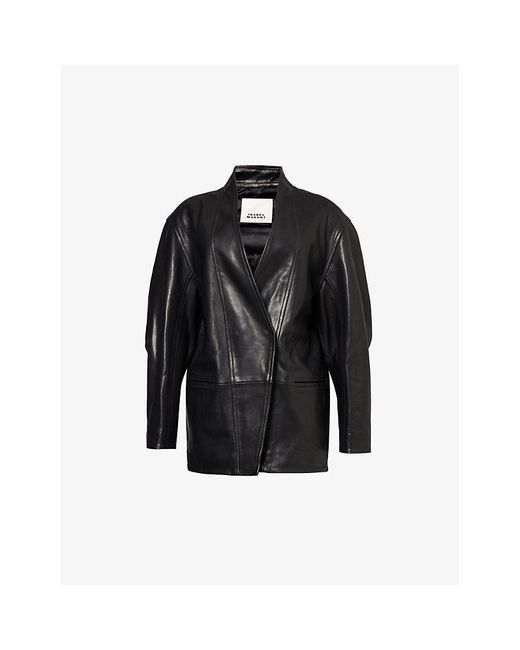 Isabel Marant Black Ikena V-neck Leather Jacket