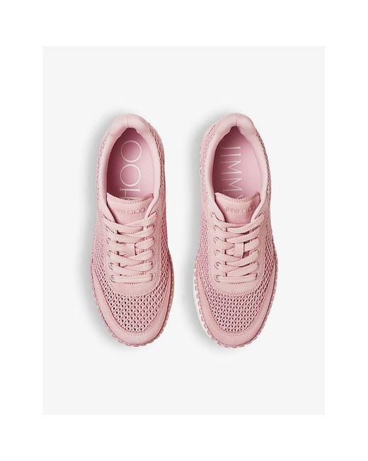 Jimmy Choo Pink Diamond Brand-embellished Leather Low-top Trainers