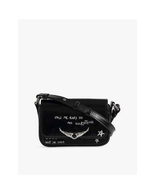 Zadig & Voltaire Black Le Zazi Vintage Patent-Leather Shoulder Bag