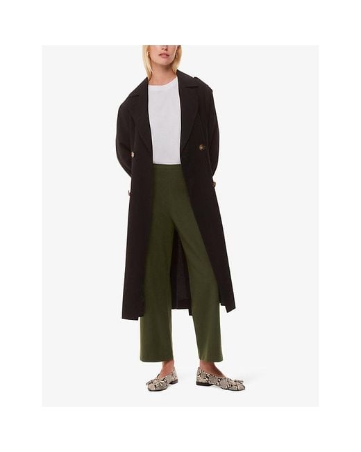 Whistles Green Camilla Wide-Leg High-Rise Stretch-Woven Trousers