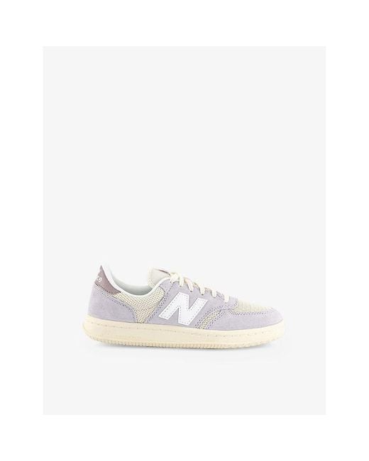 New Balance White T500 Suede Low-Top Trainers