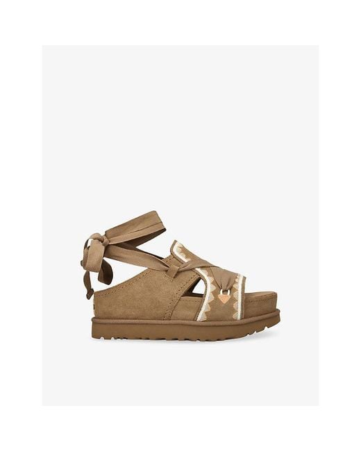 Ugg Brown Goldenstar Hi Artistitch Suede Sandals