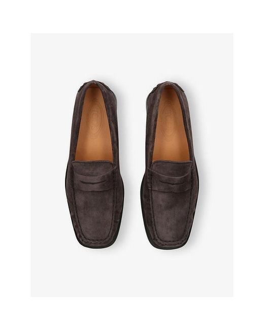 Tod's Brown Penny-Strap Suede Loafers for men