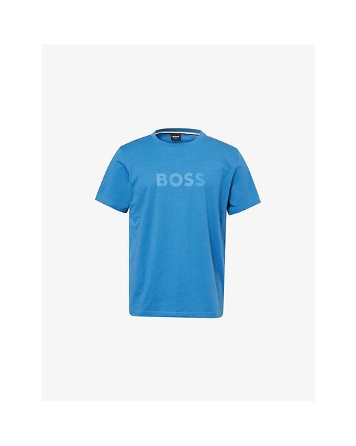 Boss Blue Sun-Protection Regular-Fit Cotton-Jersey T-Shirt for men