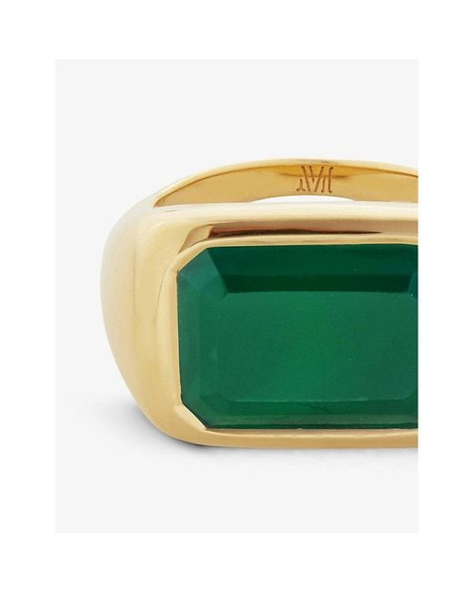 Monica Vinader White Power Recycled 18Ct-Plated Vermeil Sterling- And Onyx Cocktail Ring