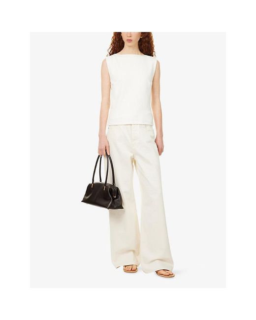 Stylein White Jody Boat-Neck Woven Top
