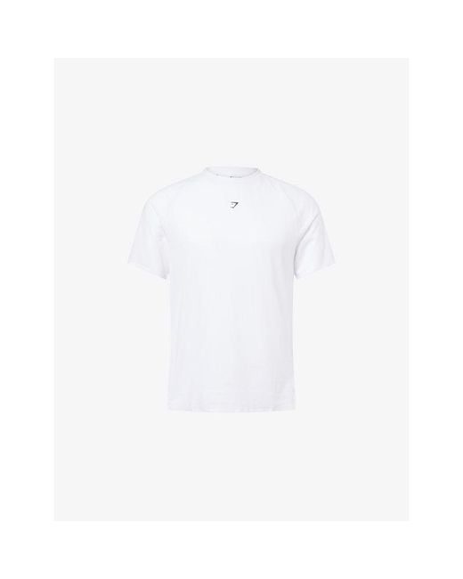 GYMSHARK White Hybrid Engineered Jacquard Stretch-Woven T-Shirt for men