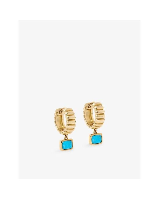 Astley Clarke White Aurora Ridge 18Ct Vermeil And Drop Huggie Earrings