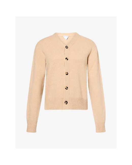 Bottega Veneta Natural V-Neck Relaxed-Fit Cashmere-Blend Cardigan