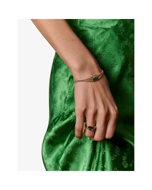 Astley Clarke White X Laura Jackson Bar 18Ct-Plated 925 Sterling- And Malachite Bracelet