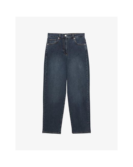 Reiss Blue Marcie Straight-Leg Stretch-Denim Jeans