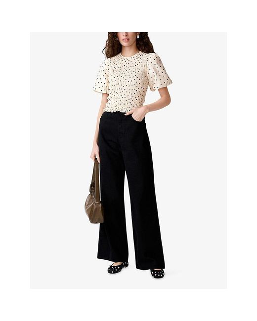 OMNES Natural Nicolla Shirred-Bodice Linen-Blend Top