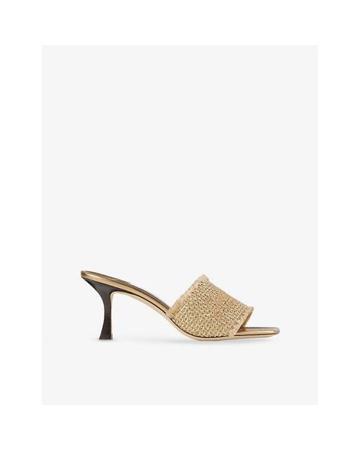 Jimmy Choo Metallic Alexia 70 Raffia Woven Heeled Mules