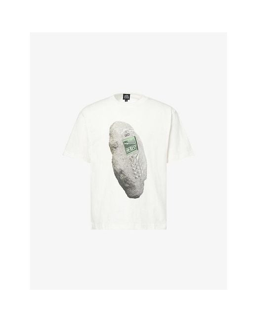 Heresy White Stone Phone Graphic-Print Cotton T-Shirt for men