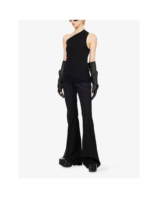 Rick Owens Black Bolan Flared-Leg Wool-Blend Trousers
