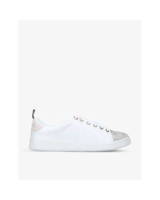 KG by Kurt Geiger Metallic Liza Logo-Embossed Low-Top Faux-Leather Trainers