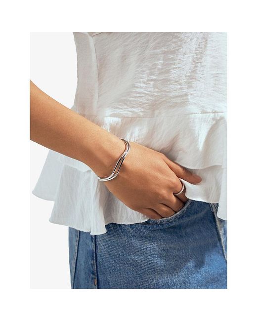 Sif Jakobs White Ellera Waves Pianura Rhodium-Plated Sterling- Bangle