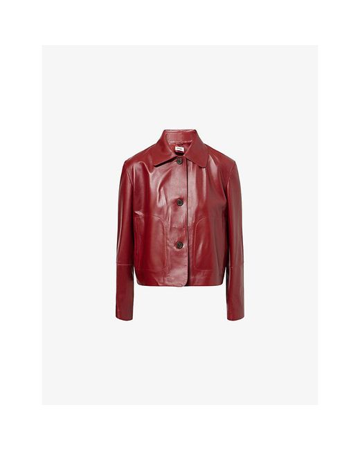 Arma Red Emy Regular-Fit Leather Jacket