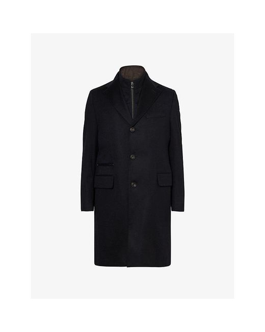 Corneliani Black Notched-Collar Long-Sleeve Cashmere Overcoat for men