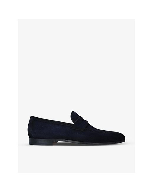 Magnanni Shoes Blue Delos Suede Loafers for men