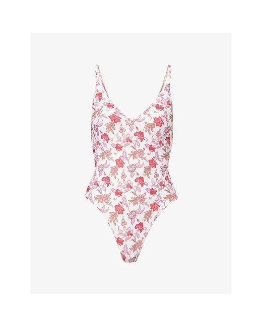 Seafolly Red Summer Chintz V-Neck Swimsuit