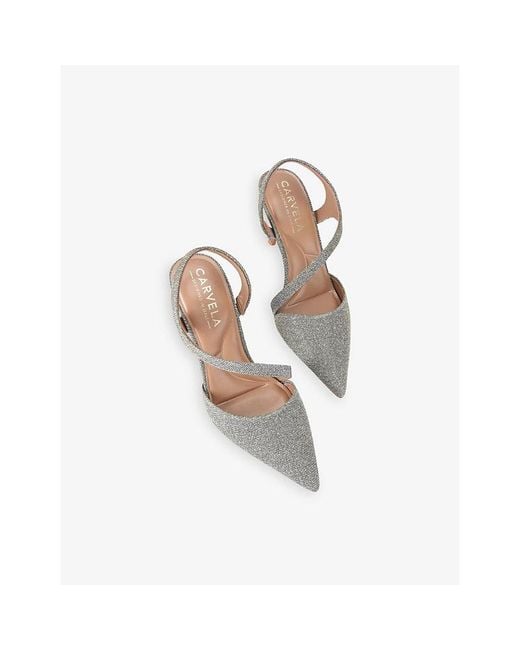 Carvela Kurt Geiger White Symmetry Metallic-Woven Courts