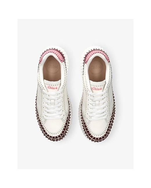 Chloé White Nama Runner Platform Woven Trainers