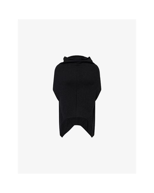 Rick Owens Black Sleeveless High-Neck Cashmere-Blend Top