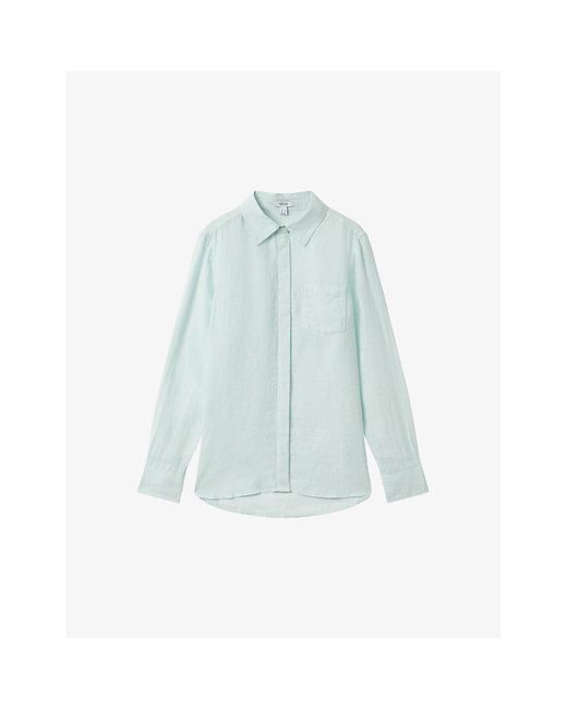 Reiss Blue Belle Relaxed-fit Long-sleeve Linen Shirt