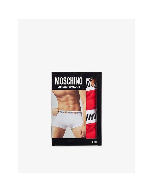 Moschino Red Underbear Pack Of Two Stretch-Cotton Trunks for men