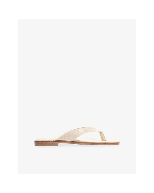 Whistles Natural Croc Embossed Leather Flip-Flops