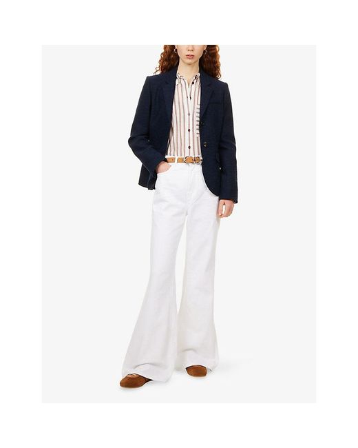 ME+EM Blue Soft Sculpt Textured Bouclé Cotton-Blend Jacket