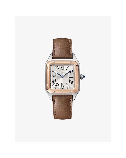 Cartier Multicolor Crw2Sa0020 Santos Dumont Small 18Ct Rose- And Leather Quartz Watch for men
