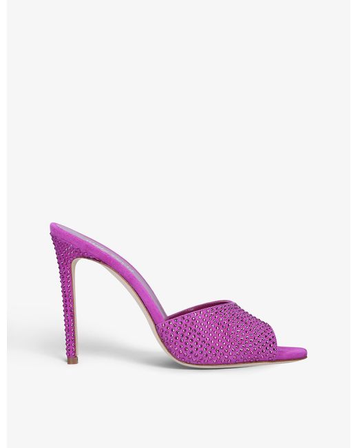Paris Texas Holly Crystal-embellished Suede Heeled Mules in Fuchsia ...