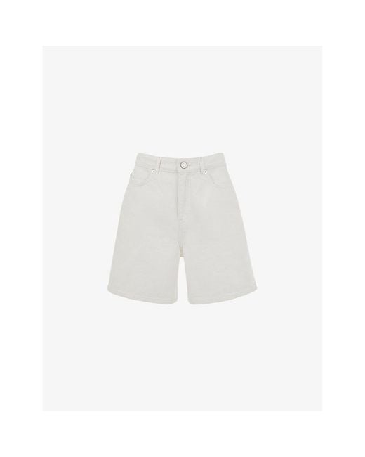 Whistles White Patch-Pocket Regular-Fit Denim Shorts