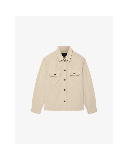 AllSaints Natural Korten Patch-Pocket Denim Shacket for men