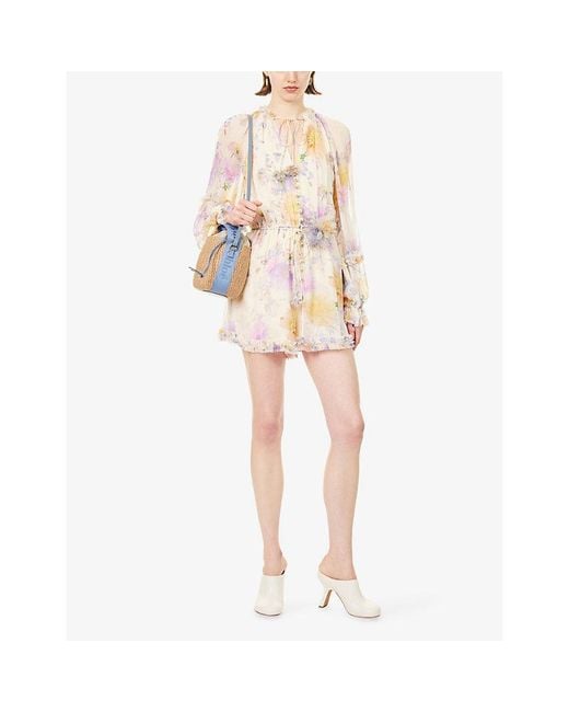 Zimmermann Metallic Luna Ruffled Woven Playsuit