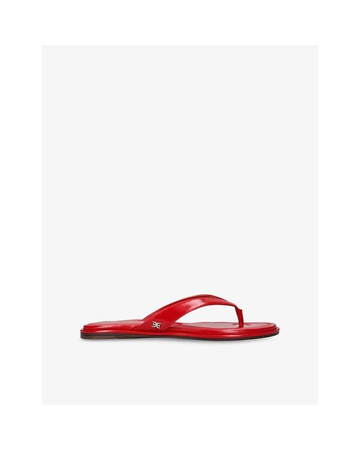Sam Edelman Red Remi Faux-Leather Flat Sandals