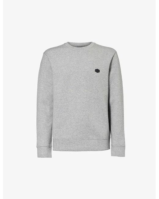 Emporio Armani Gray Logo-patch Stretch Cotton-blend Sweatshirt for men