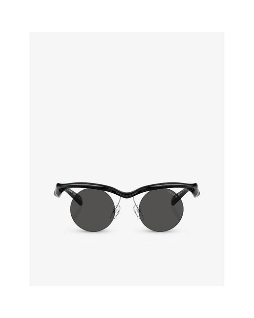 Prada Black Pr A24s Round-frame Injected Sunglasses