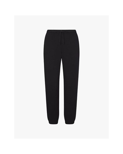 Skims Black Elasticated-Waist Fleece Jogging Bottoms