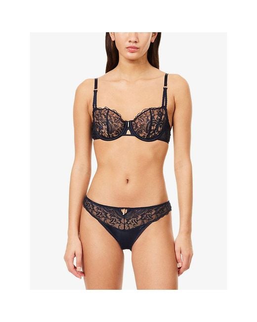 Aubade Black Satin Memories Half-Cup Lace Bra